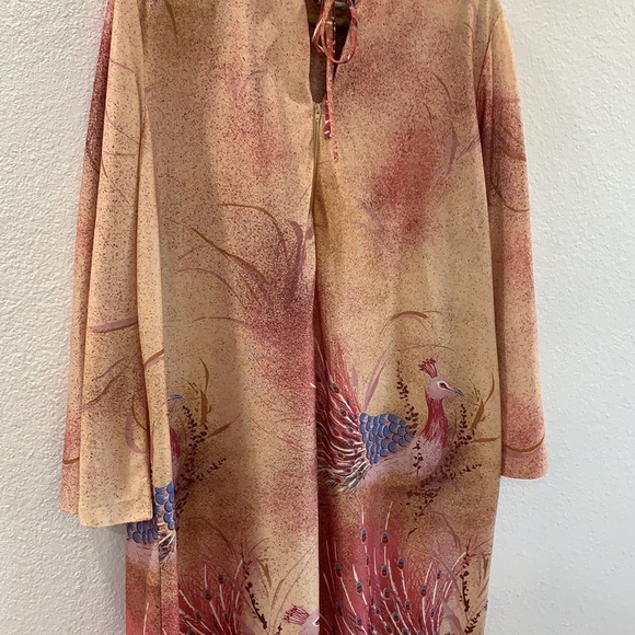 Vintage house coat Robe peacocks - Picture 7 of 12
